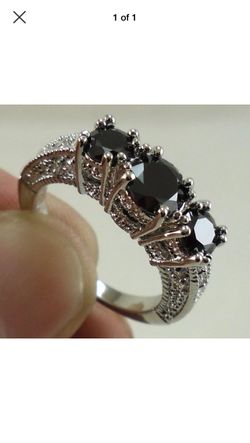 New Beautiful Women’s .925 silver Size 8 Black Sapphire engagement or wedding rings.