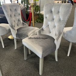 Grey Velvet Dining Chairs Set Of 2 Brand New In Box