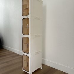 KHNR 4-Tiers Slim Bathroom Storage Cabinet, Foldable Storage Cabinets,Narrow Bathroom Storage,Movable Bathroom Storage Organizer for Small Spaces,Bath