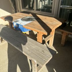 Custom KBBQ Outdoor Dining Table & 2 Benches – Built-in Grill!