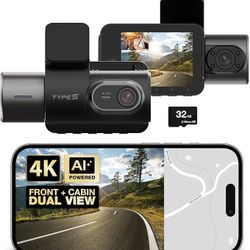 Type S T402 4K Dual View 2-Channel Dash Cam with Adaptive AI