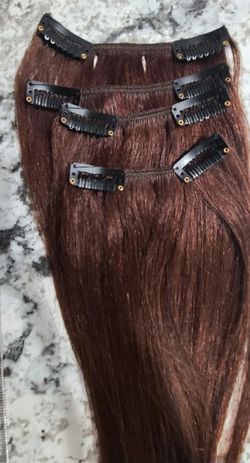 12 inch Real hair reddish brown hair extensions