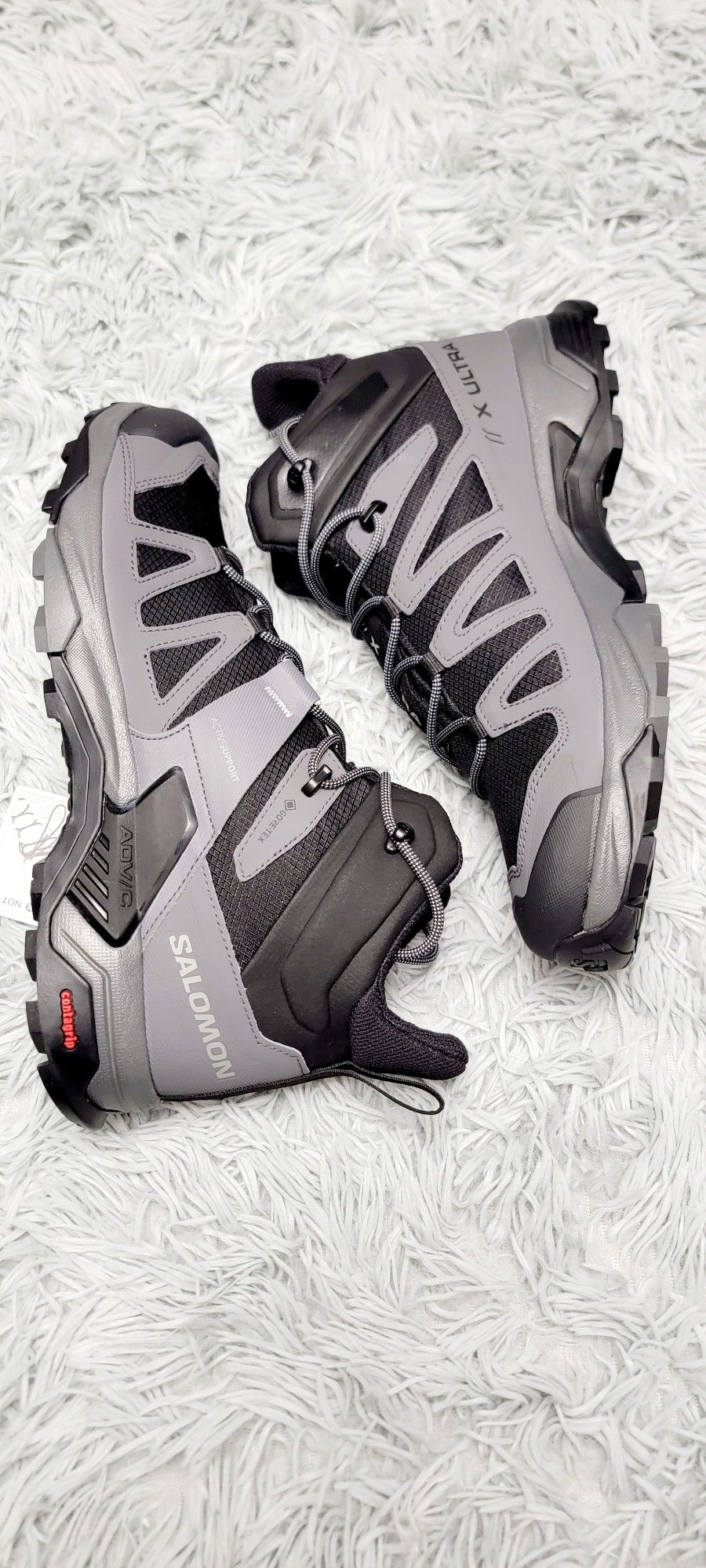 Size 11 Salomon X Ultra 4 Mid GORE-TEX Hiking Boots Black Gray 413834.