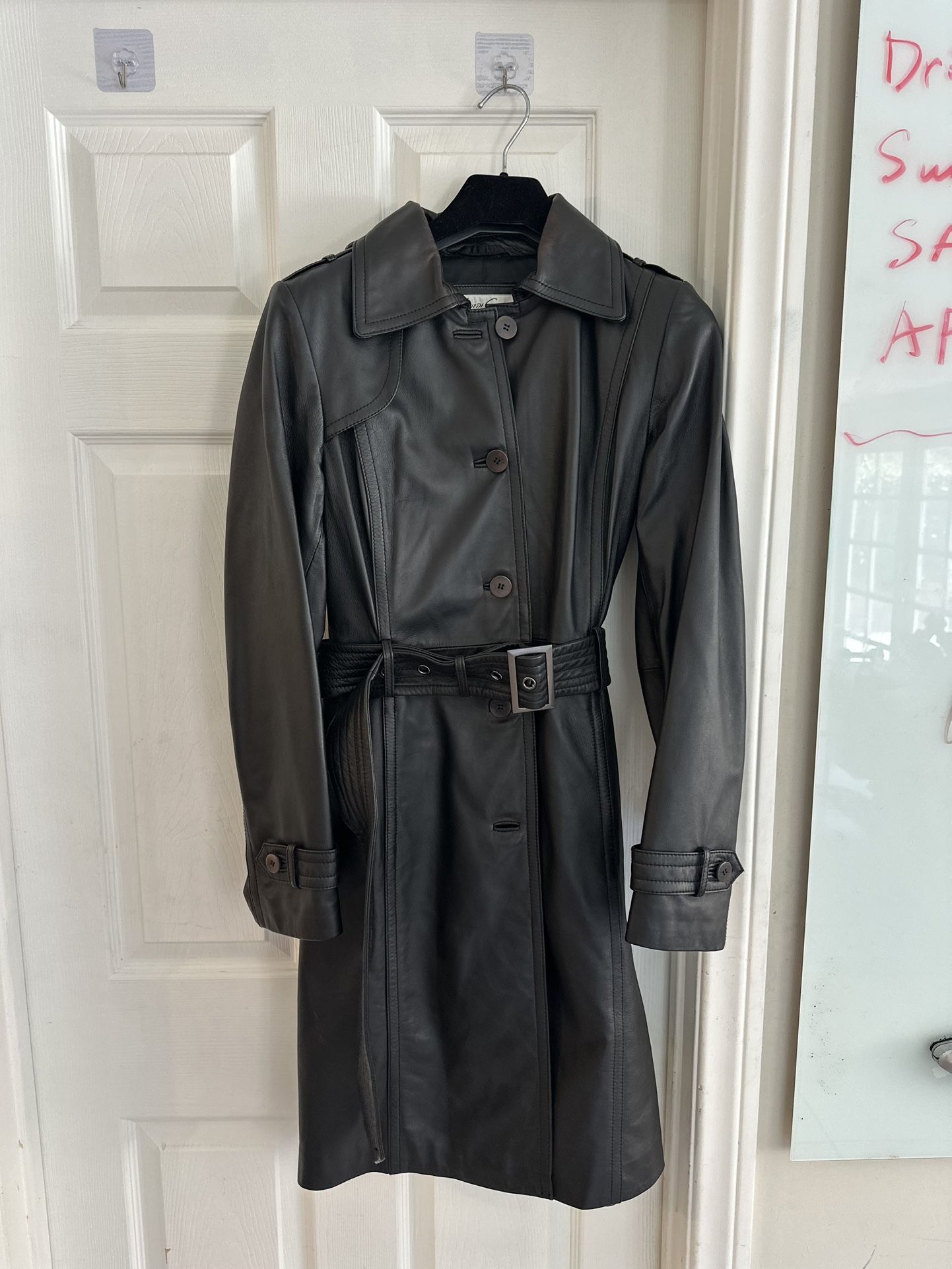 Kenneth Cole Leather Long Coat