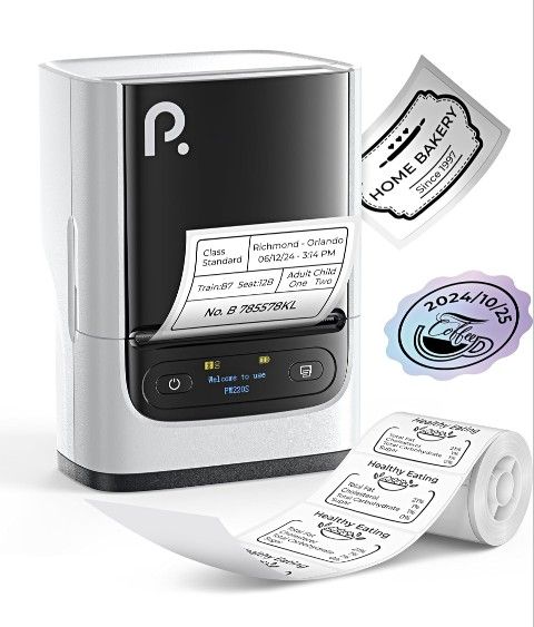 PM220S Label Maker Machine with Tape, Bluetooth Thermal Label Printer, Portable Sticker Printer Easy to Use for Office, Home, Business, Label Maker wi