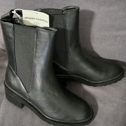 Botas De Tacon Grueso Elásticas Para Mujer Medida 10 Color Negro 
