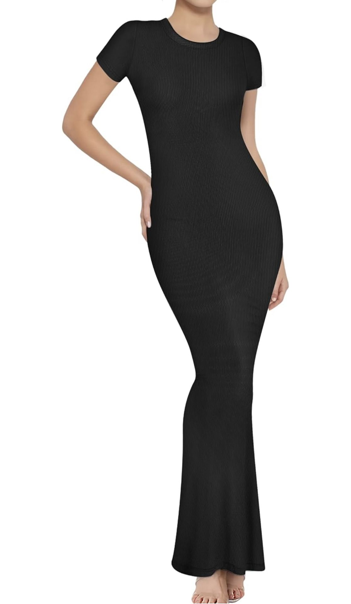 Women Bodycon Dresses Ribbed Maxi Dresses Basic Summer Casual Lounge Long Dress Black Wedding Guest Dress Formal Party Size L Brand new