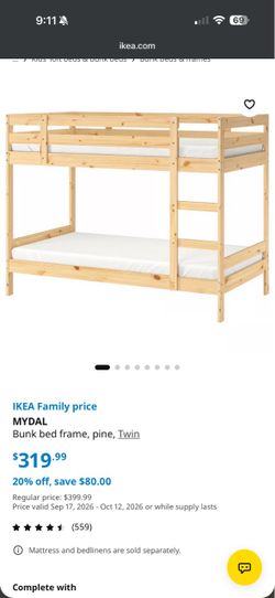 IKEA Mydal pine bunk bed
