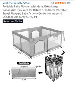 Veraste Foldable Baby Playpen with Padded Mat