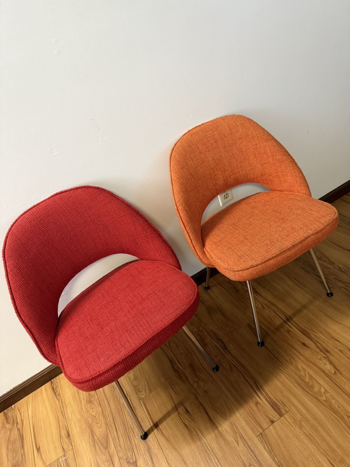 Red And Orange saarinen executive side chair with metal legs