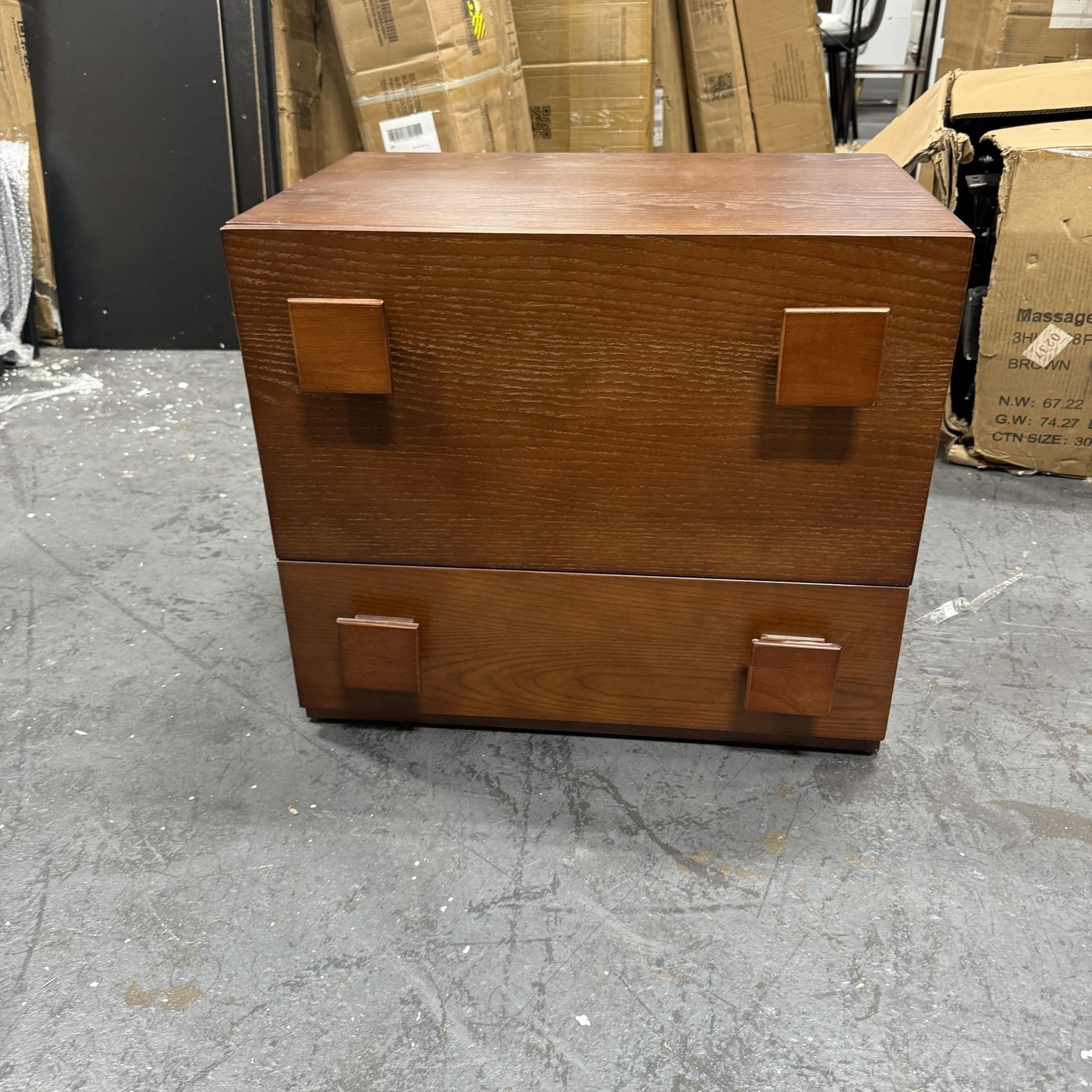 Cabinet, Solid Wood Square Side T able with Double Layer Storage 