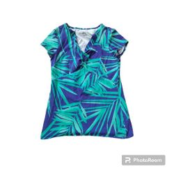 Merona Women 's Lady Tropical Palm Leaf-Print Blouses Top Shirt V-Neck Size M