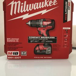  M18 18-Volt Lithium-Ion Brushless Cordless 1/2 in. Compact Drill/Driver Kit ...