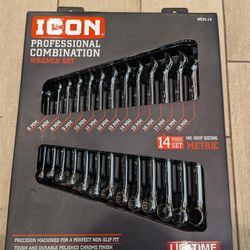 New Sealed Icon Metric 14 Piece Pro Combination Wrench Set 6mm - 19mm No Skips Model VCM-14