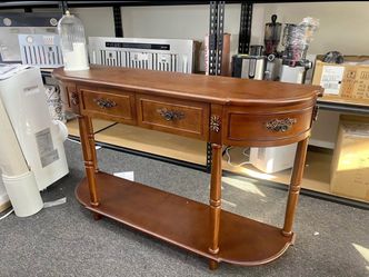 New Assembled Retro Curved Sofa Table 52" Half Moon Console Table with Drawers with Open Shelf