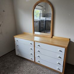 Dresser With Mirror (8 Drawers) And Nightstand (3 Drawers)