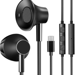 USB Type C Earbuds Headphones Bass in Ear Earphones with Microphone Stereo Earbud with Mic and Volume Control Compatible with Samsung, Google Pixel 2/