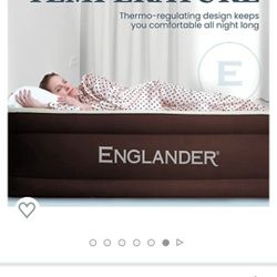 ﻿Englander Twin Size Air Mattress w/ Built in Pump - Luxury Double High Inflatable Bed for Home, Travel & Camping - Premium Blow Up Bed for Kids & A