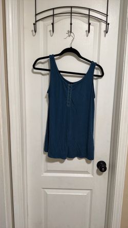 Teal Ribbed Henley Tank Top Size 1