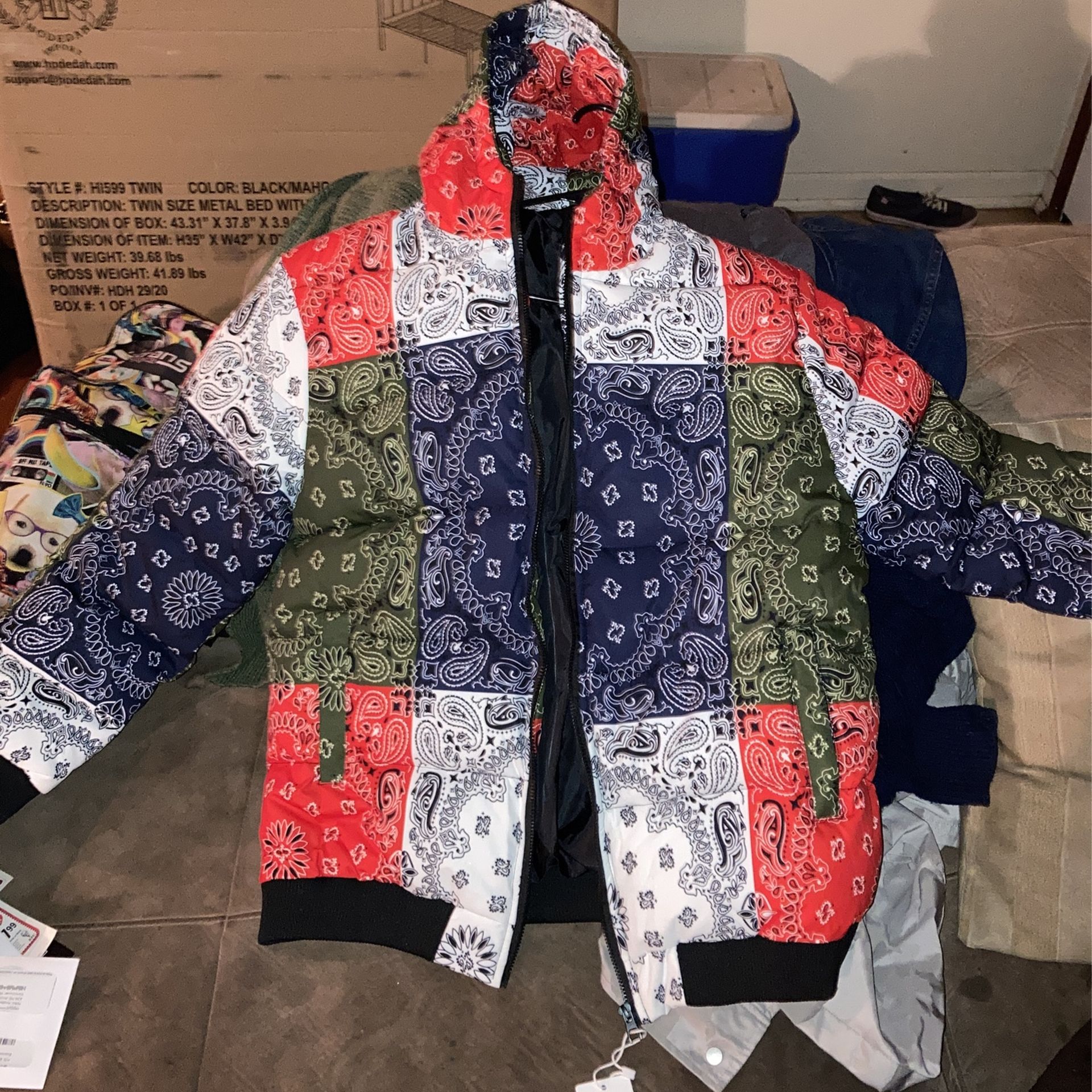 Men’s Hoodie Jacket/bandana One Of A Kind Design.Don’t Txt Asking If It’s Available.it Is Unless It Says Sold.