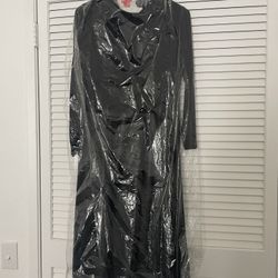Faux Leather Black Dress 
