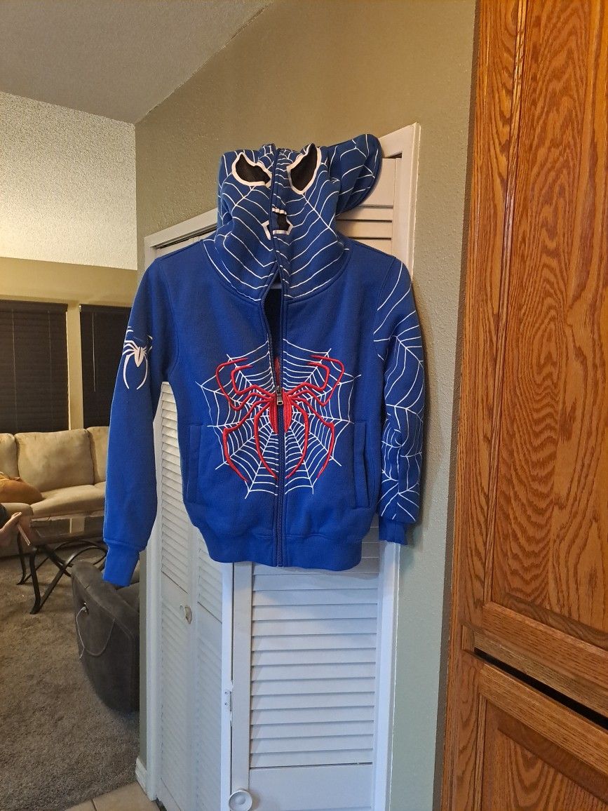 Spider Web Man Hoodie Kids Zip-Up Fun Costume Jacket Web Pattern