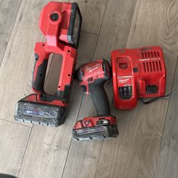 Milwaukee Drill And Light With Charger