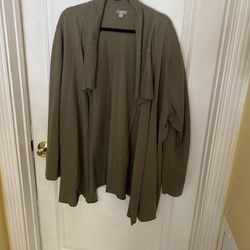 Womens Pure Jill M Green Long Sleeve Open Cardigan With Pockets