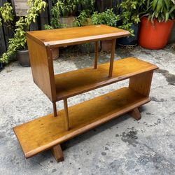 Vintage Mid Century Handmade Rustic Solid Wood Bookcase 1960’s