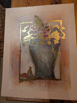 Framed Lithograph with Gold Foil