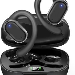 Open Ear Headphones, Bluetooth Headphones Wireless Sports Headphones with Digital Display Charging Case 42 Hours Playtime