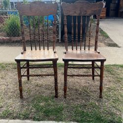 Two Antique Oak Chairs