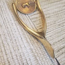 Brass Wishbone  Paperweight/vintage 