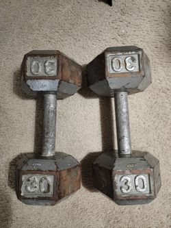 30 lb Hex Dumbbells Pair Cast Iron