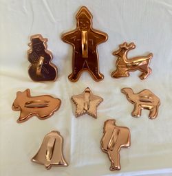 Christmas / Easter Cookie Cutters (8) copper-toned aluminum