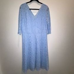 Light Blue Lace Midi Dress