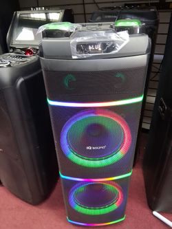 Double 12" woofers.  Portable karaoke 🎤 Bluetooth party speaker by iqsound.  10000 watts. Brand new