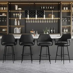 Modern Swivel Bar Stools for Kitchen Island & Dining Room (Black, 24" Inch) Set of 4
