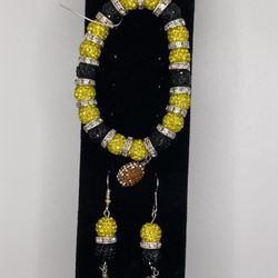 Pittsburgh Steelers Earrings And Bracelet Set 