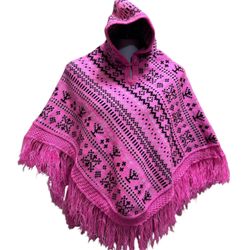 Native Creations Poncho Alpaca Handwoven Tribal Outerwear Cape Sweater Hooded