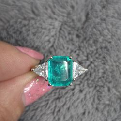 Lab Paraiba and Moissanite Sterling Ring - NEW
