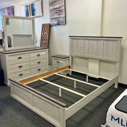 Farmhouse Queen Size 4 Piece Bedroom Set *$10 Down*