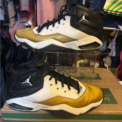 Nike Air Jordan B'Loyal sneakers in a white, black, and gold