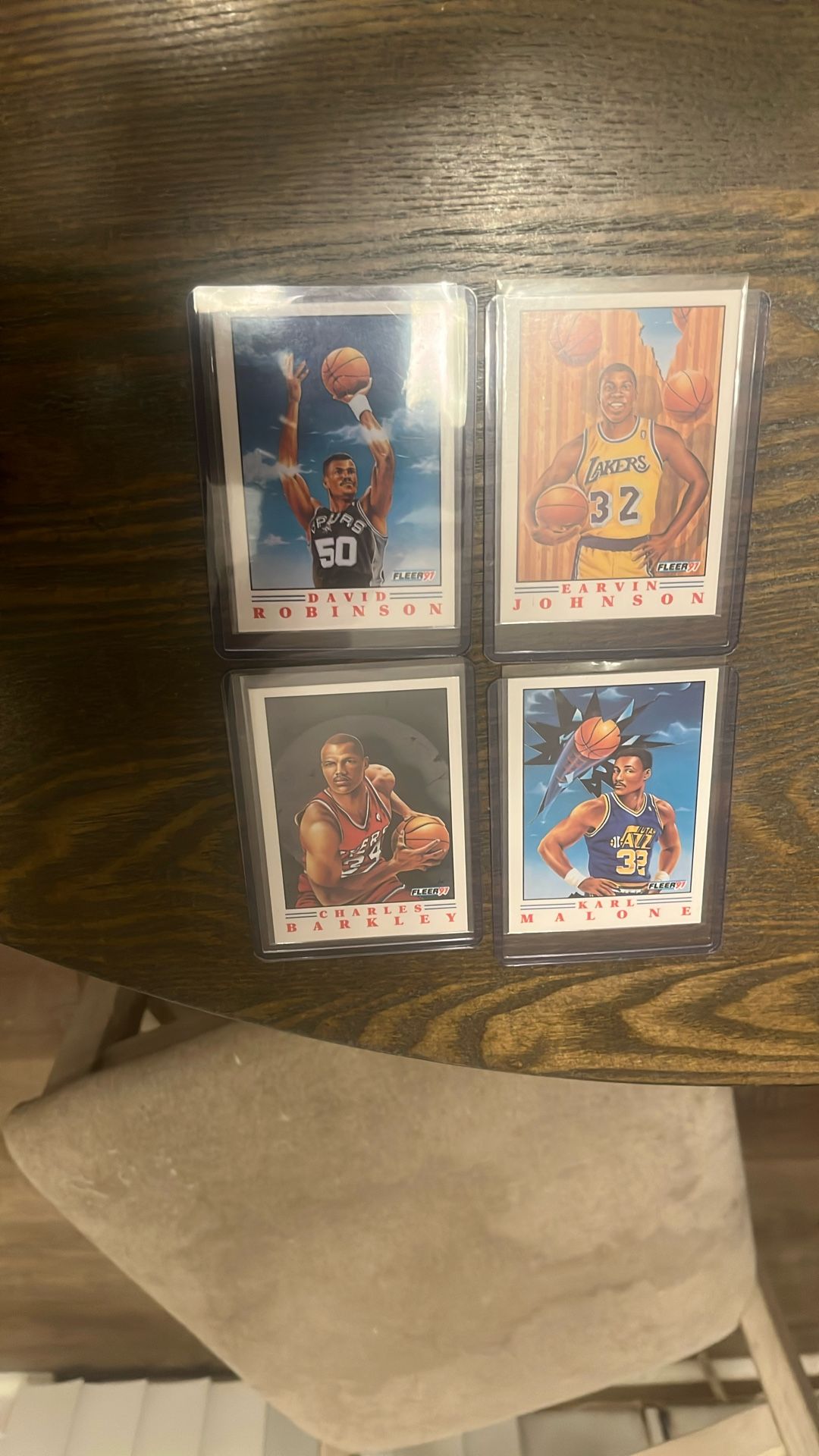 4 1991 Fleer Charles Barkley, Karl Malone, David Robinson, Earvin Johnson