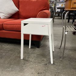 White Small Side End Table Nightstand