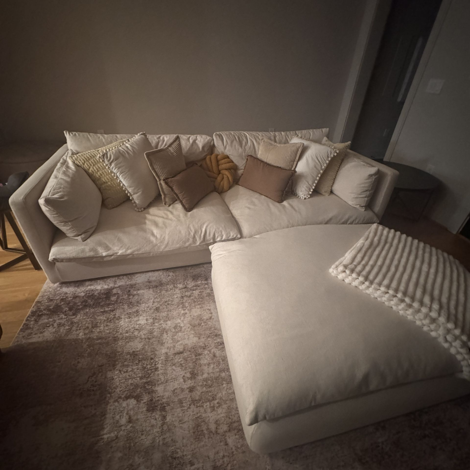 Cream Sofa + Ottoman (Crate & Barrel Unwind Sofa)