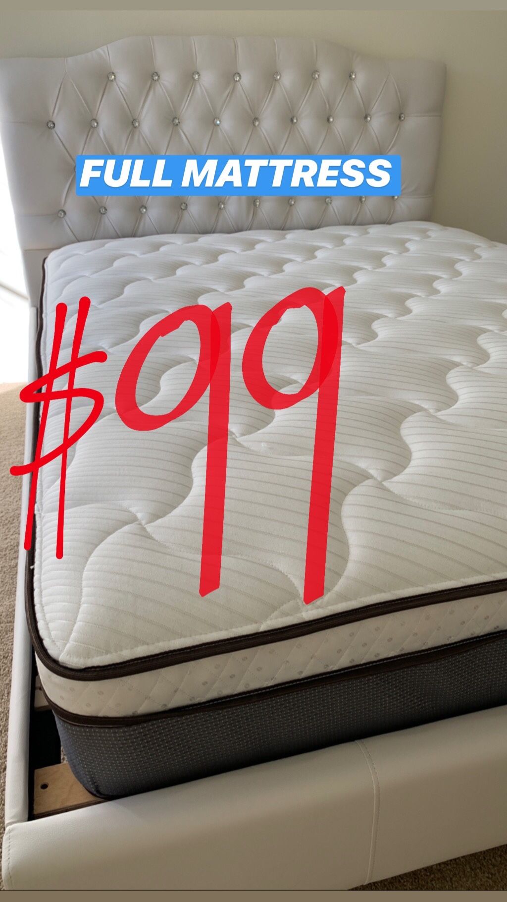 BRAND NEW PILLOW TOP MATTRESSES💯 COLCHONES NUEVOS PILLOW TOP 💯 Queen $120 ❌ $180 With Box Spring 💥💥 FULL SIZE $100 ❌ $150 With Box Spring💥 Twin