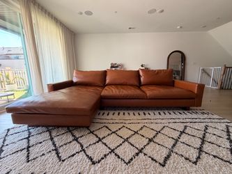 West Elm Harmony 117" Left-Facing Chaise Sectional | Saddle Vegan Leather | $4,398 Retail