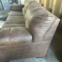 Brown Brush Leather Sofa - Great Condition 