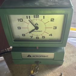Analog Automatic Print Time Clock Green W/~200 Time Sheets